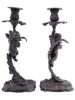 ANTIQUE FRENCH BRONZE CHERUB AND ACANTHUS CANDLESTICKS PIC-4