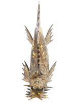 VTG JAPANESE BRONZE GOLD LEAF DRAGON FISH FIGURE