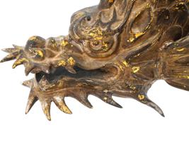 VTG JAPANESE BRONZE GOLD LEAF DRAGON FISH FIGURE