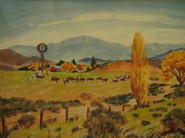 RURAL LANDSCAPE WATERCOLOR PAINTING BY HUGH CASSON