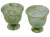 ANTIQUE CHINESE HAND CARVED SPINACH JADE FOOTED CUPS PIC-0