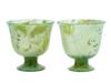 ANTIQUE CHINESE HAND CARVED SPINACH JADE FOOTED CUPS PIC-2