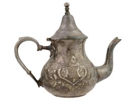 ANTIQUE MOROCCAN BERRADA BROTHERS SILVER PLATED TEAPOT