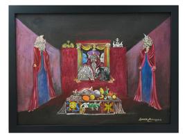 ATTR TO LEONORA CARRINGTON SURREAL BRITISH OIL PAINTING