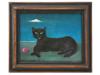 ATTR TO GERTRUDE ABERCROMBIE AMERICAN CAT OIL PAINTING PIC-0