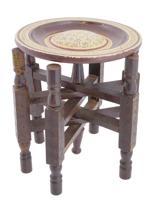 ANTIQUE FOLDING DAMASCUS WOODEN MARQUETRY TABLE