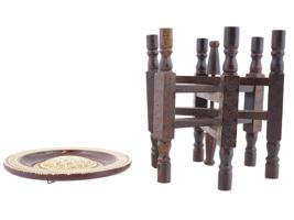 ANTIQUE FOLDING DAMASCUS WOODEN MARQUETRY TABLE