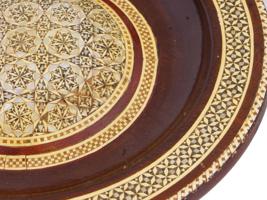 ANTIQUE FOLDING DAMASCUS WOODEN MARQUETRY TABLE