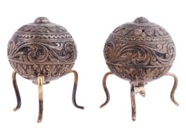 ANTIQUE INDIAN SILVER SALT AND PEPPER SHAKERS