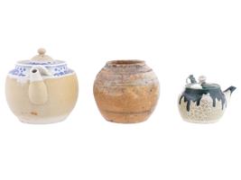 GROUP OF CHINESE QING DYNASTY POTTERY TEA POTS