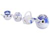 FOUR ANTIQUE SEMI PORCELAIN BLUE WHITE TEAPOTS PIC-0