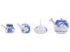 FOUR ANTIQUE SEMI PORCELAIN BLUE WHITE TEAPOTS PIC-1