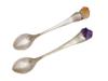 MIHRI SILVER COFFEE SPOONS W SEMIPRECIOUS STONES PIC-2