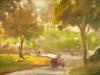 AMERICAN IMPRESSIONIST MANNER CENTRAL PARK OIL PAINTING PIC-1