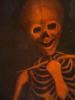 OIL PAINTING OF A SKELETON IN VICTORIAN FRAME PIC-1
