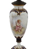 ANTIQUE FRENCH URN SHAPED PORCELAIN LAMP W PAINTINGS