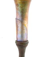 ANTIQUE TIFFANY STUDIOS BRONZE AND GLASS CANDLESTICK