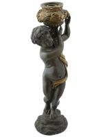 VTG FIGURAL CAST BRONZE FIGURAL PUTTI CANDLE STICK