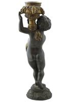 VTG FIGURAL CAST BRONZE FIGURAL PUTTI CANDLE STICK