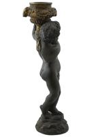 VTG FIGURAL CAST BRONZE FIGURAL PUTTI CANDLE STICK