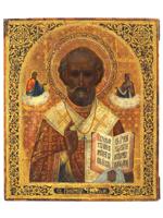 ANTIQUE 19TH C RUSSIAN ICON SAINT NICHOLAS OF MYRA