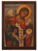 ANTIQUE 18TH C RUSSIAN ICON OF ARCHANGEL MICHAEL