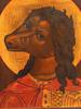 ANTIQUE 19TH C RUSSIAN ICON OF ST CHRISTOPHER DOG HEAD PIC-1