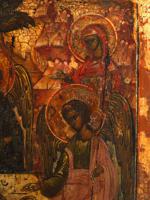 ANTIQUE 18TH C RUSSIAN ICON OF TRINITY IN KOVCHEG