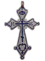 RUSSIAN SILVER ENAMEL ORTHODOX CROSS PENDANT