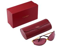 CARTIER WOMENS CAT EYE RED LENS SUNGLASSES IOB