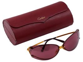 CARTIER WOMENS CAT EYE RED LENS SUNGLASSES IOB