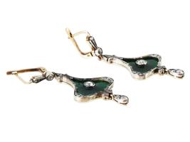 RUSSIAN GOLD GUILLOCHE ENAMEL DIAMOND EARRINGS