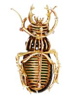 RUSSIAN GOLD GUILLOCHE ENAMEL GEMS BEETLE BROOCH