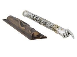 JUDAICA SILVER PLATED TORAH POINTER AND MEZUZAH