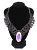 STERLING SILVER NECKLACE W DYED AGATE AMETHYSTS PIC-2