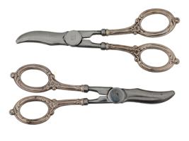 ANTIQUE SILVER AND STEEL BUTTER KNIVES AND SCISSORS