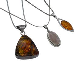 SILVER BEAD AND PENDANT NECKLACES AMBER MOONSTONE