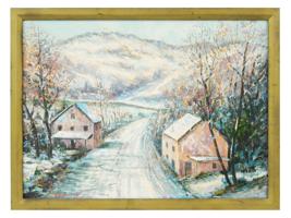 AMERICAN WINTER LANDSCAPE PAINTING BY A. ROEDEL