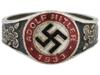 WWII MODEL NAZI ADOLF HITLER 1933 SWASTIKA SILVER RING PIC-0