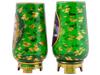 PAIR OF ANTIQUE GREEN GLASS VASES WITH PORTRAIT PANELS PIC-2