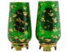 PAIR OF ANTIQUE GREEN GLASS VASES WITH PORTRAIT PANELS PIC-3