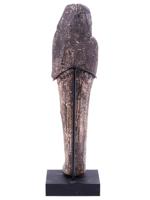 EGYPTIAN BLACK POTTERY USHABTI WITH HIEROGLYPHICS