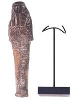 EGYPTIAN BLACK POTTERY USHABTI WITH HIEROGLYPHICS