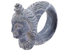 GANDHARA SCHIST RING WITH THE HEAD OF A GODDESS