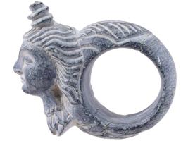 GANDHARA SCHIST RING WITH THE HEAD OF A GODDESS