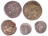 GROUP OF FIVE ANCIENT ROMAN STYLE SILVER COINS PIC-0