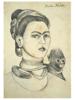 ATTR TO FRIDA KAHLO SELF PORTRAIT PENCIL PAINTING PIC-0