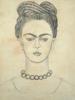 ATTR TO FRIDA KAHLO SELF PORTRAIT PENCIL PAINTING PIC-1