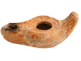 ANCIENT ROMAN EMPIRE UNGLAZED TERRACOTTA OIL LAMP