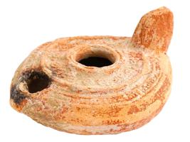 ANCIENT ROMAN EMPIRE UNGLAZED TERRACOTTA OIL LAMP